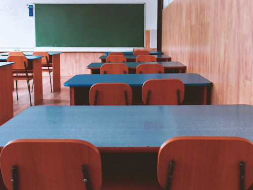 classroom with empty desks