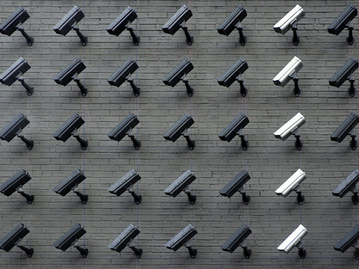 wall of cameras