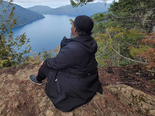 black hiker enjoying the view