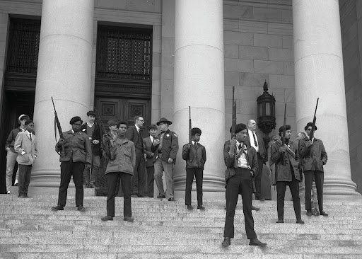 black panthers standing on steps