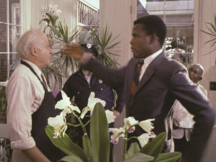 scene of sidney poitier getting ready to sleep 