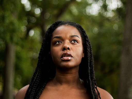 black woman staring ahead