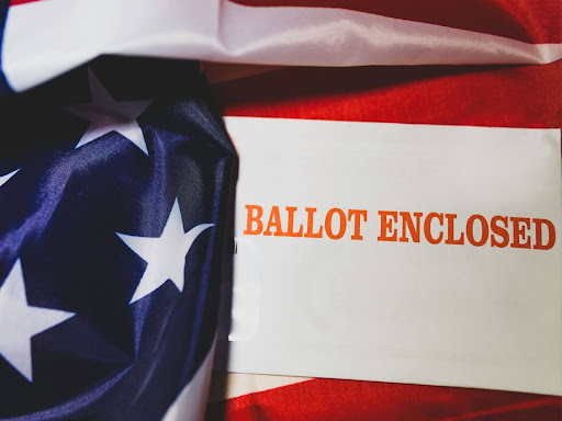 a close up of a piece of paper on a flag