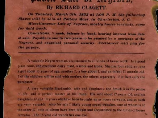 notice of public sale of negroes in 1833