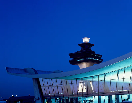 dulles airport at night