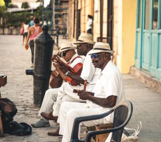 Musicians playing outside