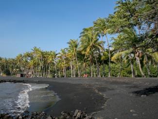 Puunaluu Black Sand Beach in Hawaii