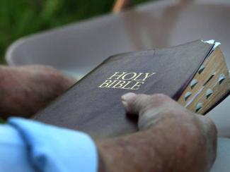 person holding a bible in their hands