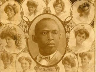 Photo of Pat Chappelle surrounded by photos of women