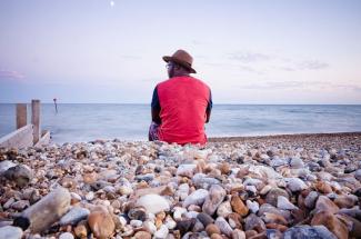 Man sitting on beach