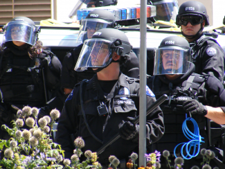 Police in riot gear