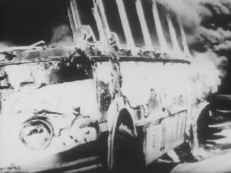 A burned autobus