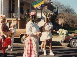 Man in blackface during a parade