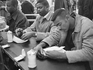 Civil rights demonstrators at Woolworth's counter