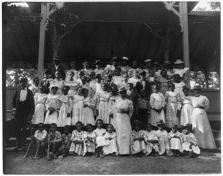 African American children with a few adults