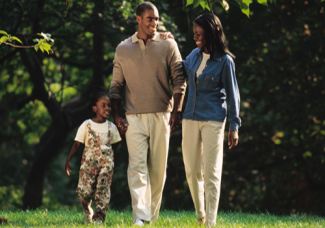 black family walking together