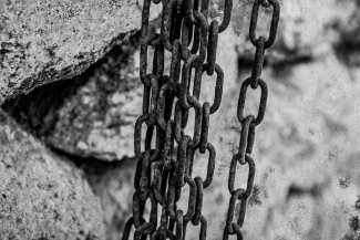 rusted iron chains