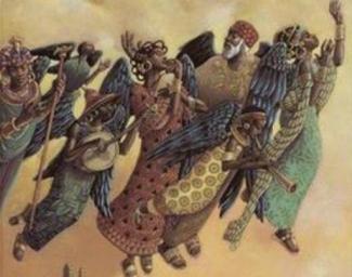 an illustration of black people flying 