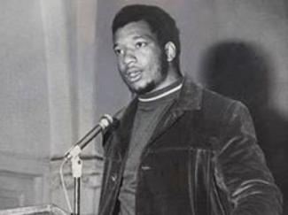picture of Fred Hampton at microphone