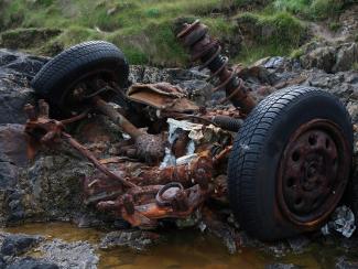 Auto parts in junkyard