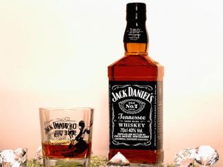 Jack Daniels Whiskey bottle and drinking glass