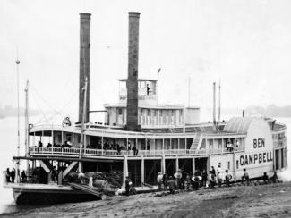 A typical river paddle steamer from the 1850s