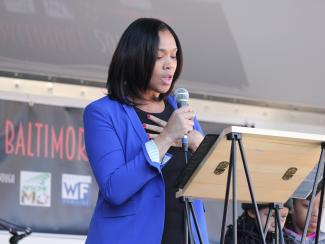 Baltimore Women's March Gathering Rally at War Memorial Plaza 