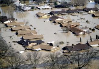 A flooded neighborhood in Linda, California