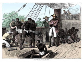 Enslaved people on board a slave ship