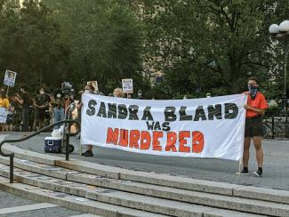 "Sandra Bland Was Murdered" sign