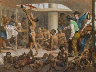 Depiction of enslaved people on a boat