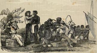 A drawing depicting the Slave trade