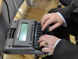 court reporter typing