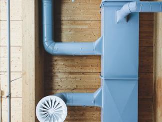 blue and white plastic pipe