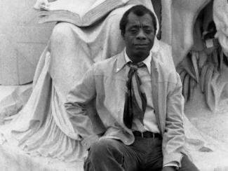 black and white photo of james baldwin