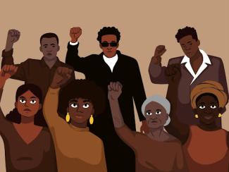 a group of people standing next to each other