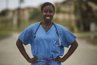 black nurse smiling