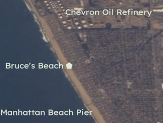 aerial map showing where bruce's beach is located on manhattan beach california