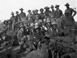 buffalo soldiers standing on a hill during the spanish american war