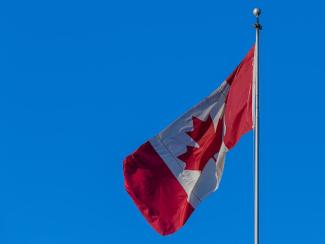 canada flag waving in the wind