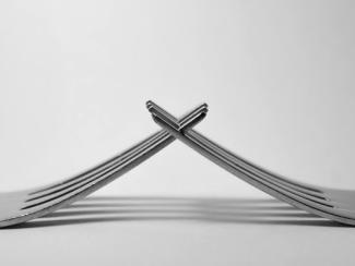 stainless steel forks in white background