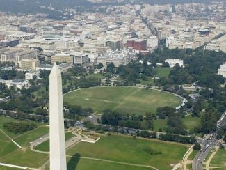aerial photo of the washington monument