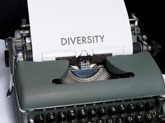 typewriter that has the word diversity typed up
