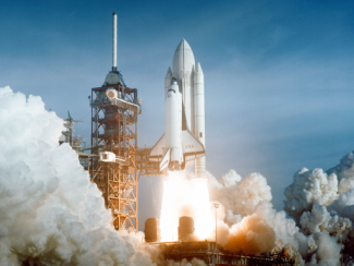 photo of the space shuttle columbia launching