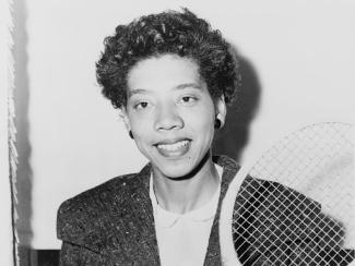 black and white photo of althea gibson