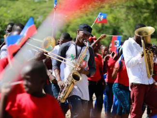 man playing wind instrument