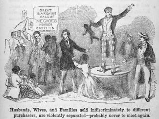 enslaved people being auctioned off