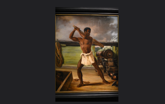 painting of madison holding an object over his shoulder