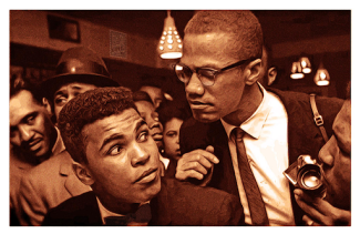 malcolm x and muhammad ali looking at each other