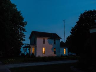 back of a house in twilight